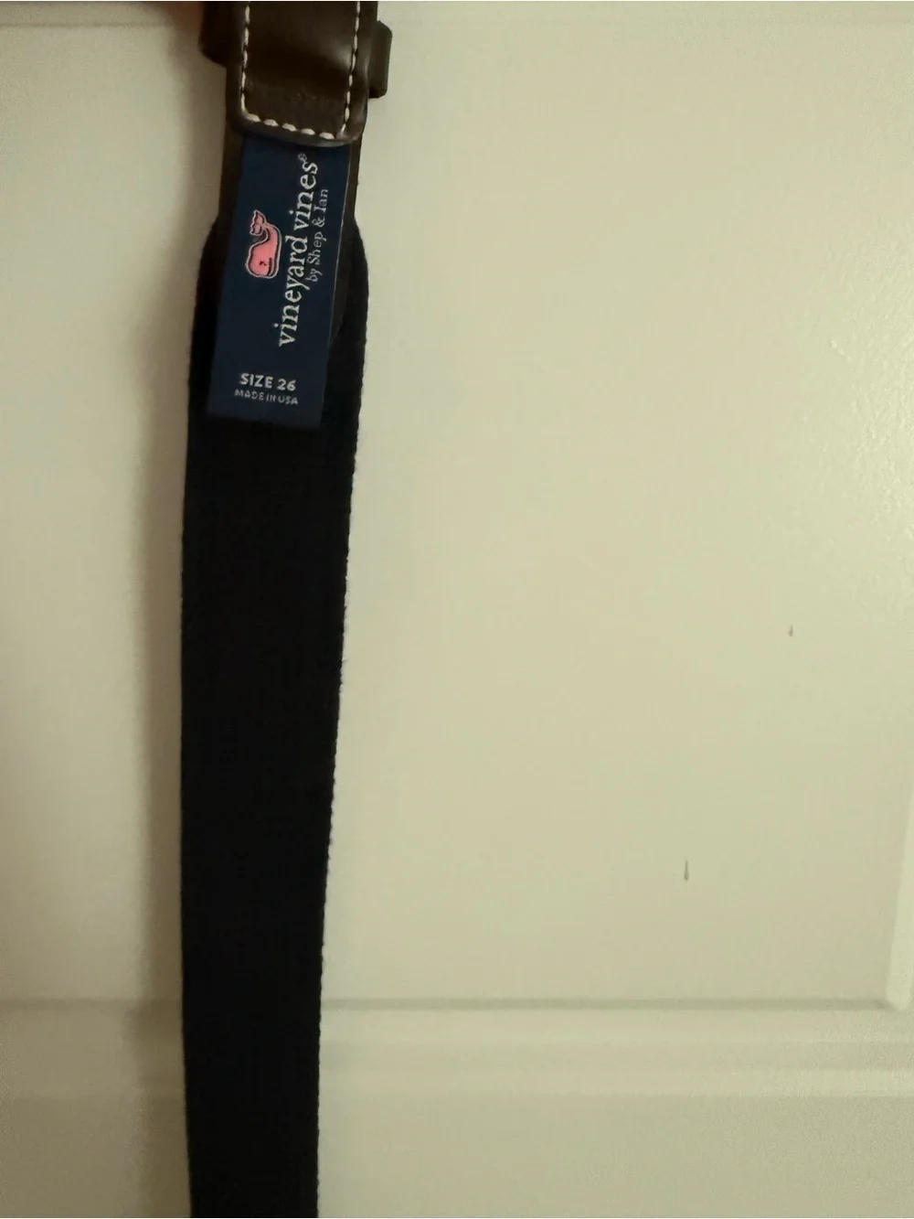 Vineyard Vines Navy and Orange Kids Web Belt with Whale Pattern
